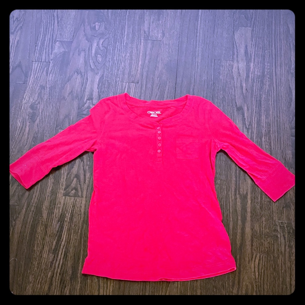 Red long sleeve button shirt